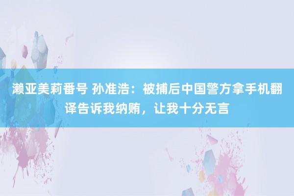 濑亚美莉番号 孙准浩：被捕后中国警方拿手机翻译告诉我纳贿，让我十分无言