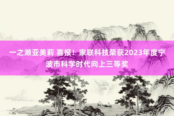 一之濑亚美莉 喜报！家联科技荣获2023年度宁波市科学时代向上三等奖