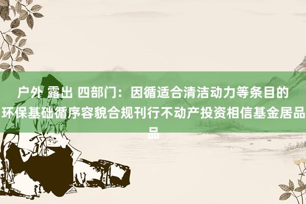 户外 露出 四部门：因循适合清洁动力等条目的环保基础循序容貌合规刊行不动产投资相信基金居品