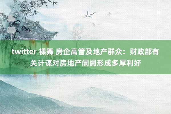 twitter 裸舞 房企高管及地产群众：财政部有关计谋对房地产阛阓形成多厚利好