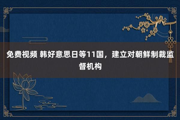 免费视频 韩好意思日等11国，建立对朝鲜制裁监督机构