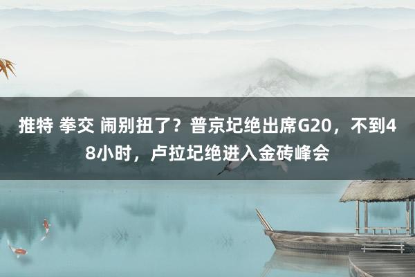 推特 拳交 闹别扭了？普京圮绝出席G20，不到48小时，卢拉圮绝进入金砖峰会