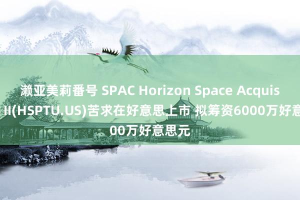 濑亚美莉番号 SPAC Horizon Space Acquisition II(HSPTU.US)苦求在好意思上市 拟筹资6000万好意思元