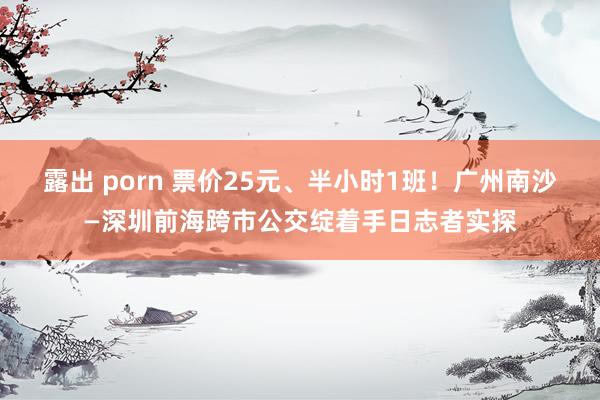 露出 porn 票价25元、半小时1班！广州南沙—深圳前海跨市公交绽着手日志者实探