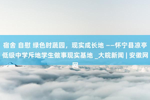 宿舍 自慰 绿色时蔬园，现实成长地 ——怀宁县凉亭低级中学斥地学生做事现实基地 _大皖新闻 | 安徽网