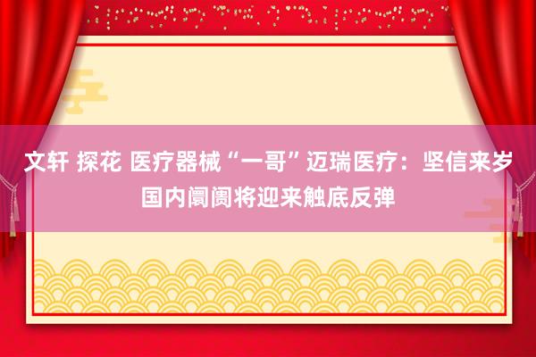 文轩 探花 医疗器械“一哥”迈瑞医疗：坚信来岁国内阛阓将迎来触底反弹