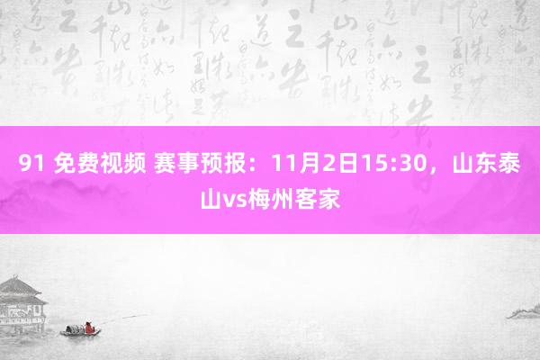 91 免费视频 赛事预报：11月2日15:30，山东泰山vs梅州客家