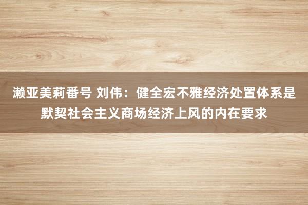 濑亚美莉番号 刘伟：健全宏不雅经济处置体系是默契社会主义商场经济上风的内在要求