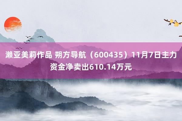 濑亚美莉作品 朔方导航（600435）11月7日主力资金净卖出610.14万元