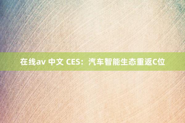 在线av 中文 CES：汽车智能生态重返C位